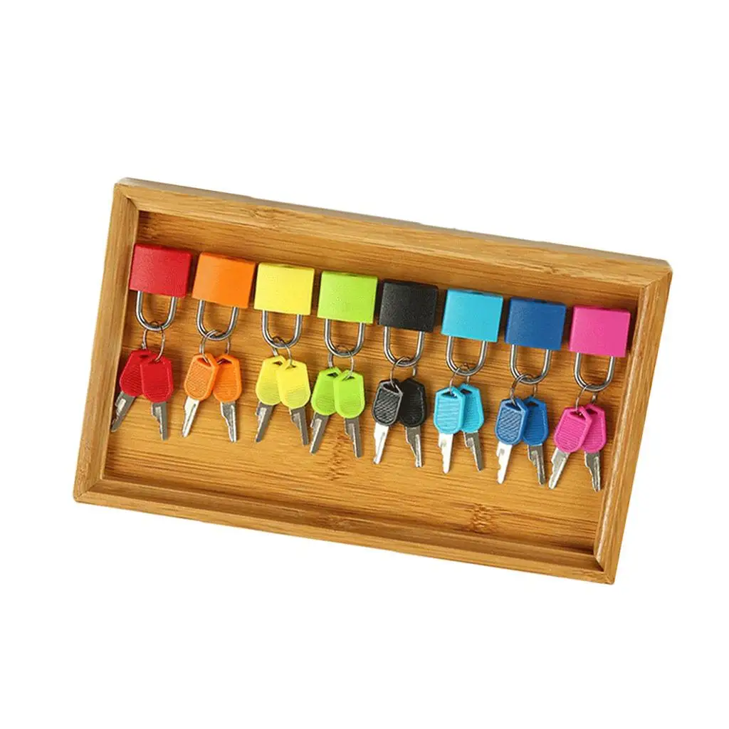 8 Pieces Colors Key And Padlock on Wooden Tray for Children Montessori Toy