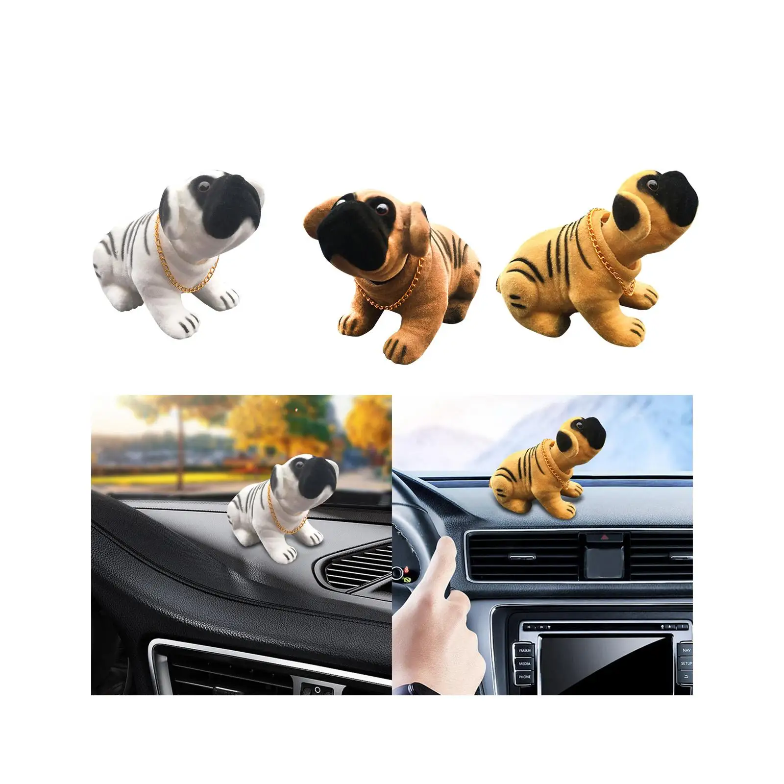Car Dashboard Nodding Head Dog Decoration Cute Resin Accessories Dog Ornament Dashboard Crafts for Automobile Tabletop Desk