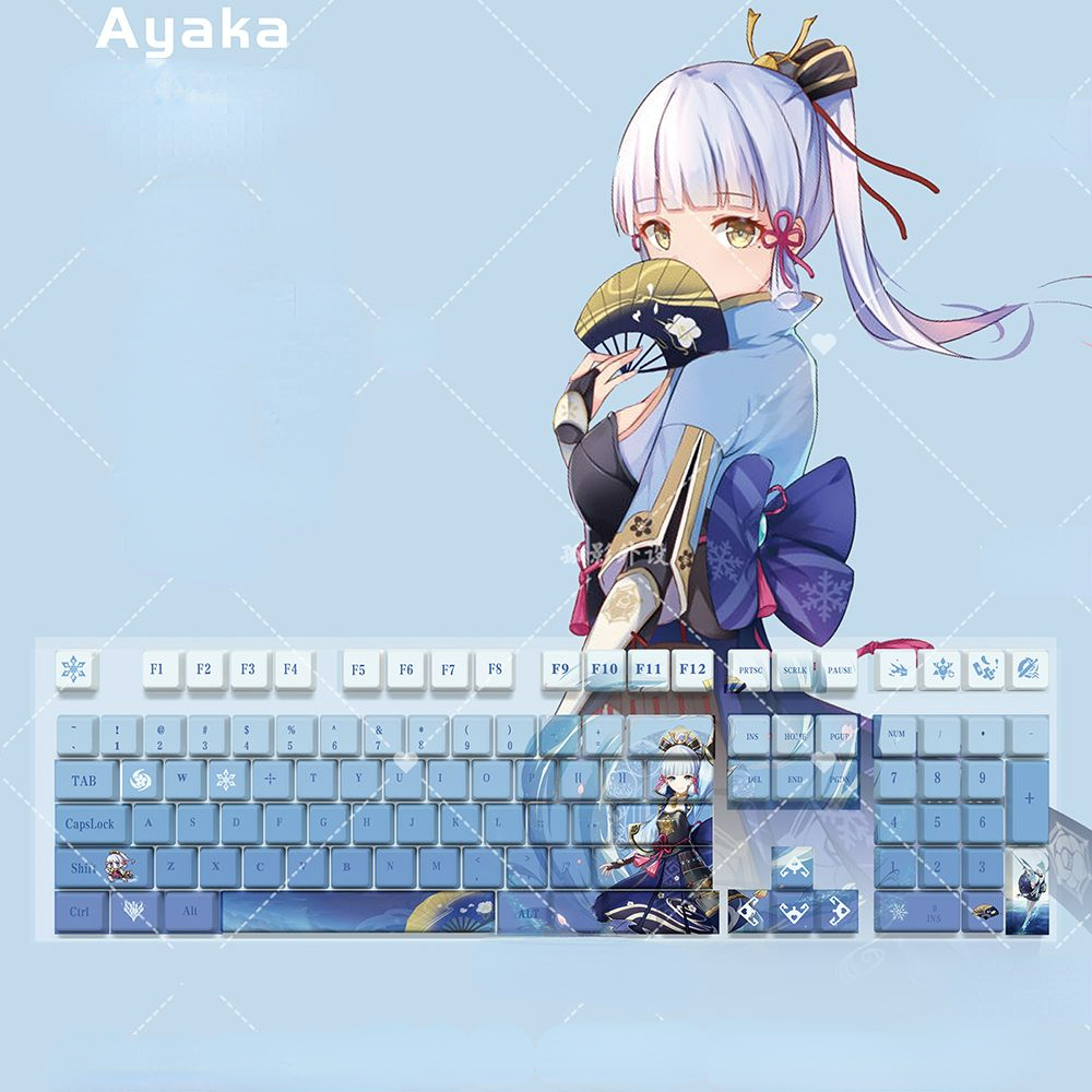 128 клавиш/набор Genshin Impact Kamisato Ayaka PBT Keycaps для Cherry MX  Switch Keycap для механической клавиатуры игры подарок на заказ DIY |  AliExpress