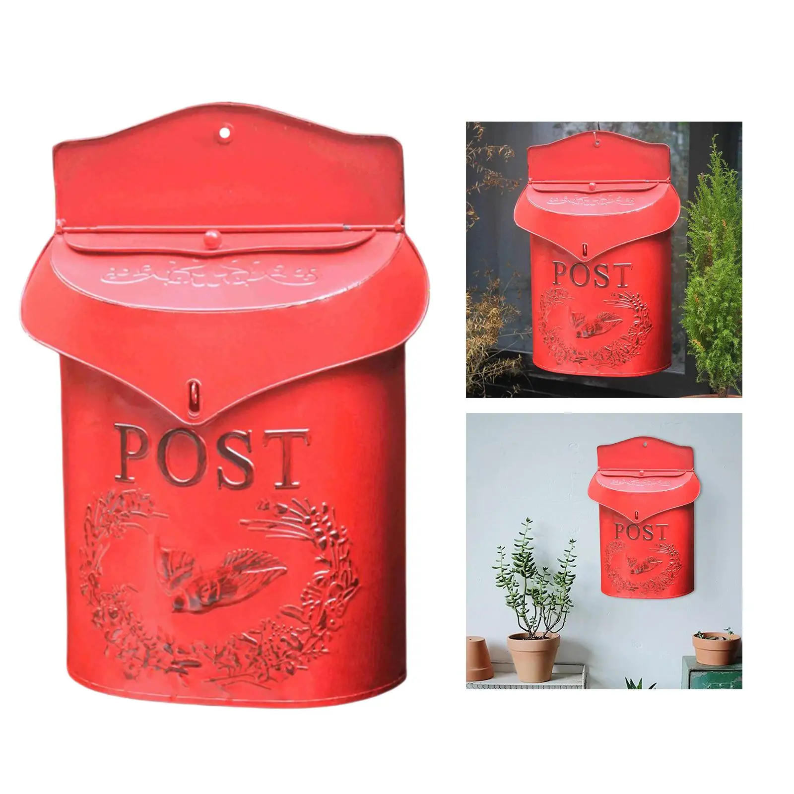Wall Mounted Post Box Postbox Iron Outdoor Mailbox Lockable Outside Postbox Letterbox for Wall Hanging