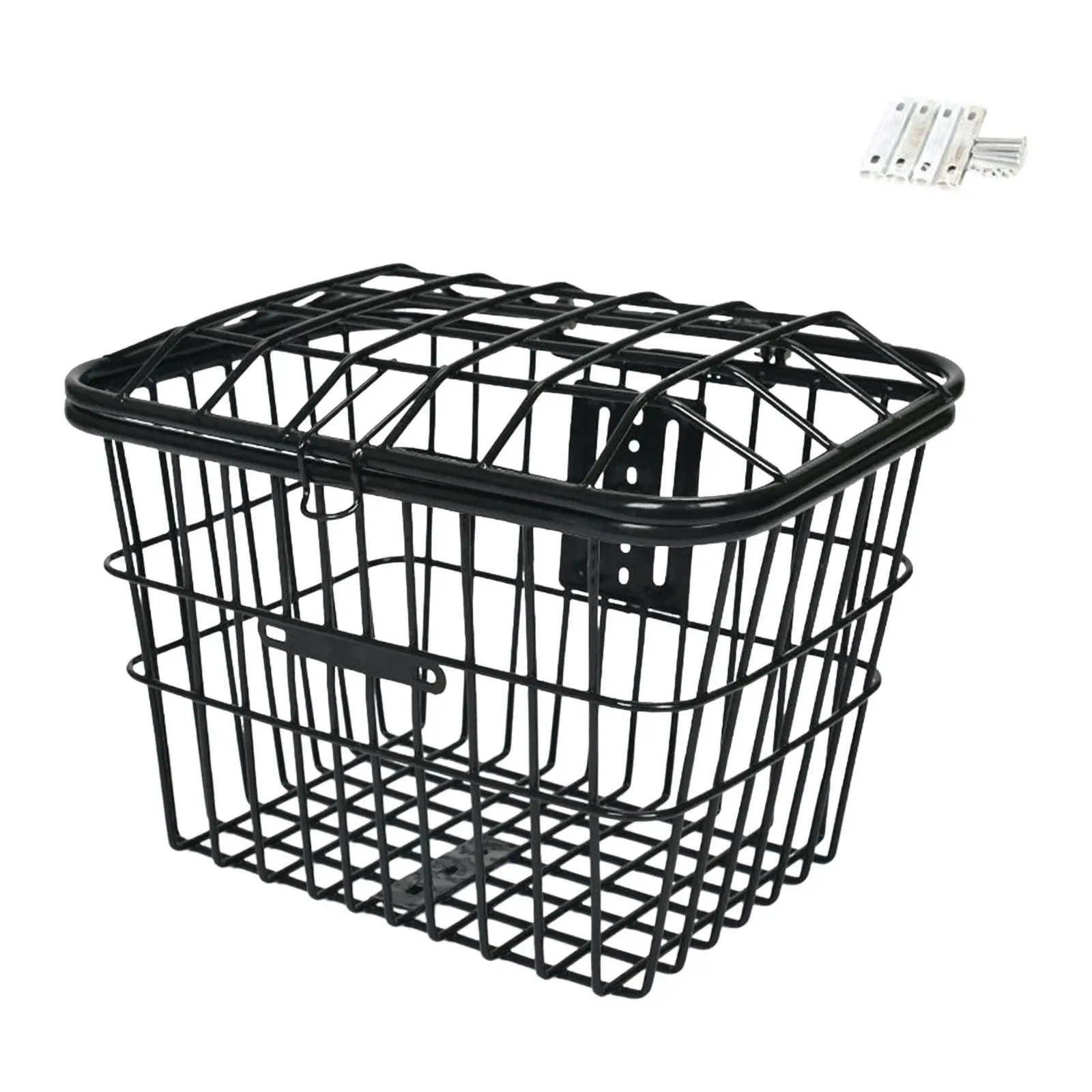 Bike Metal Mesh Front or Rear Basket with Lid for Riding Luggage Outdoor