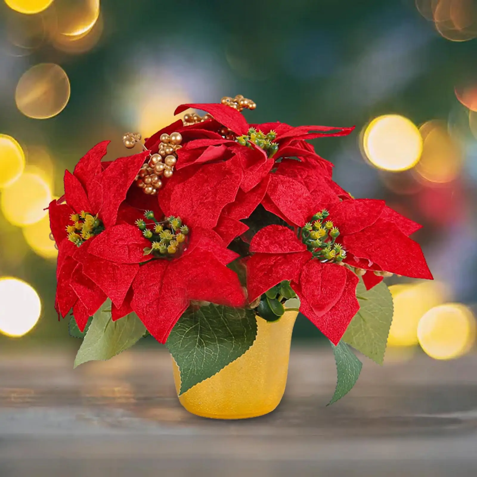 Artificial Poinsettia Plant Christmas Potted Red Poinsettia Plant for Festival