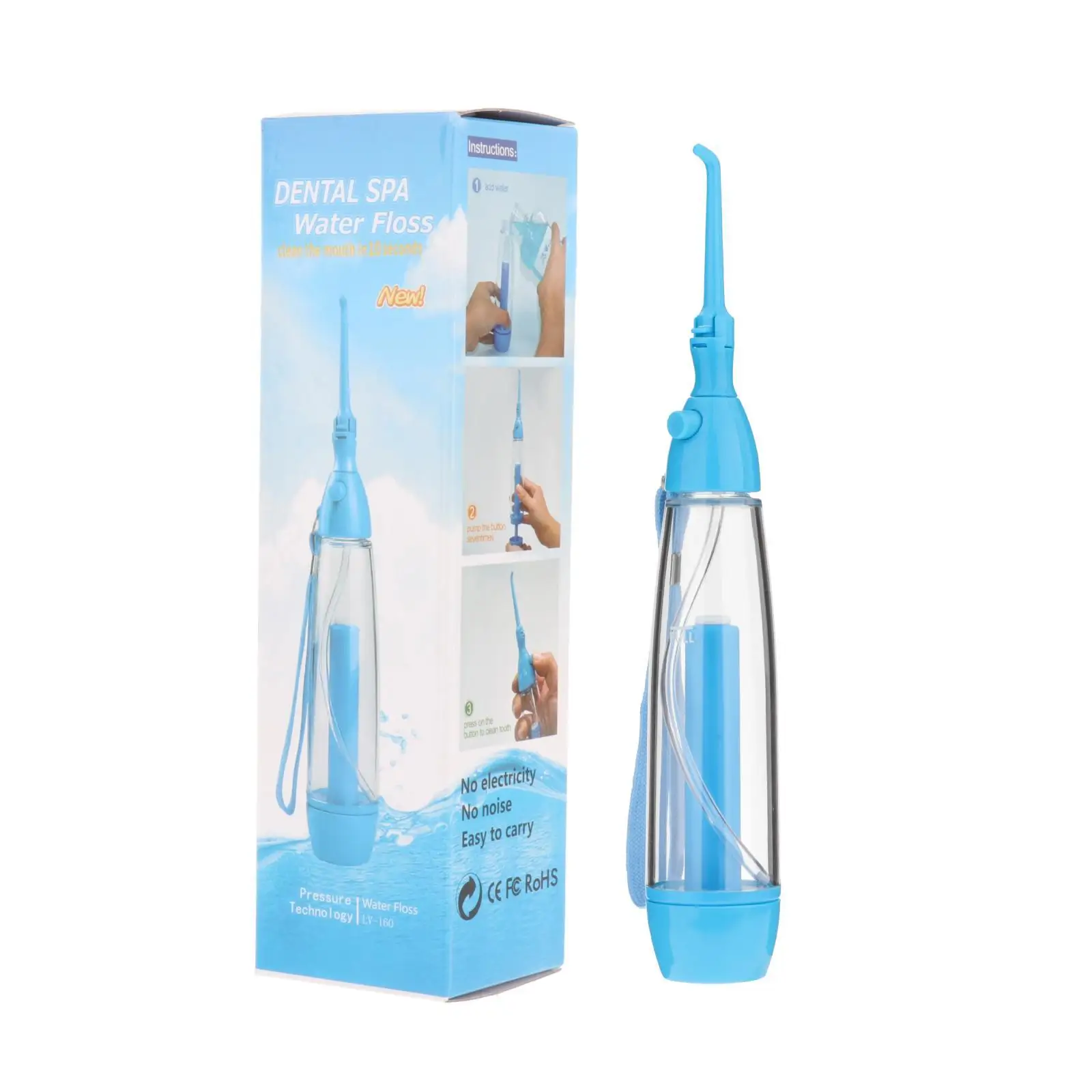 Portable Water Flosser for Teeth  Oral Irrigator 75ml Manual Water Jet