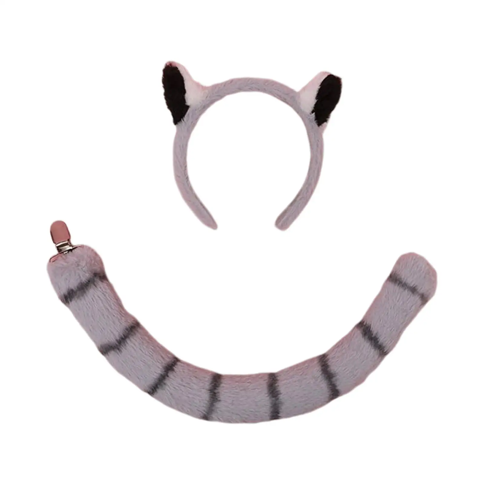 Raccoon Ears and Tail Set Costume Fancy Dress Stage Shows Headpiece Dress up