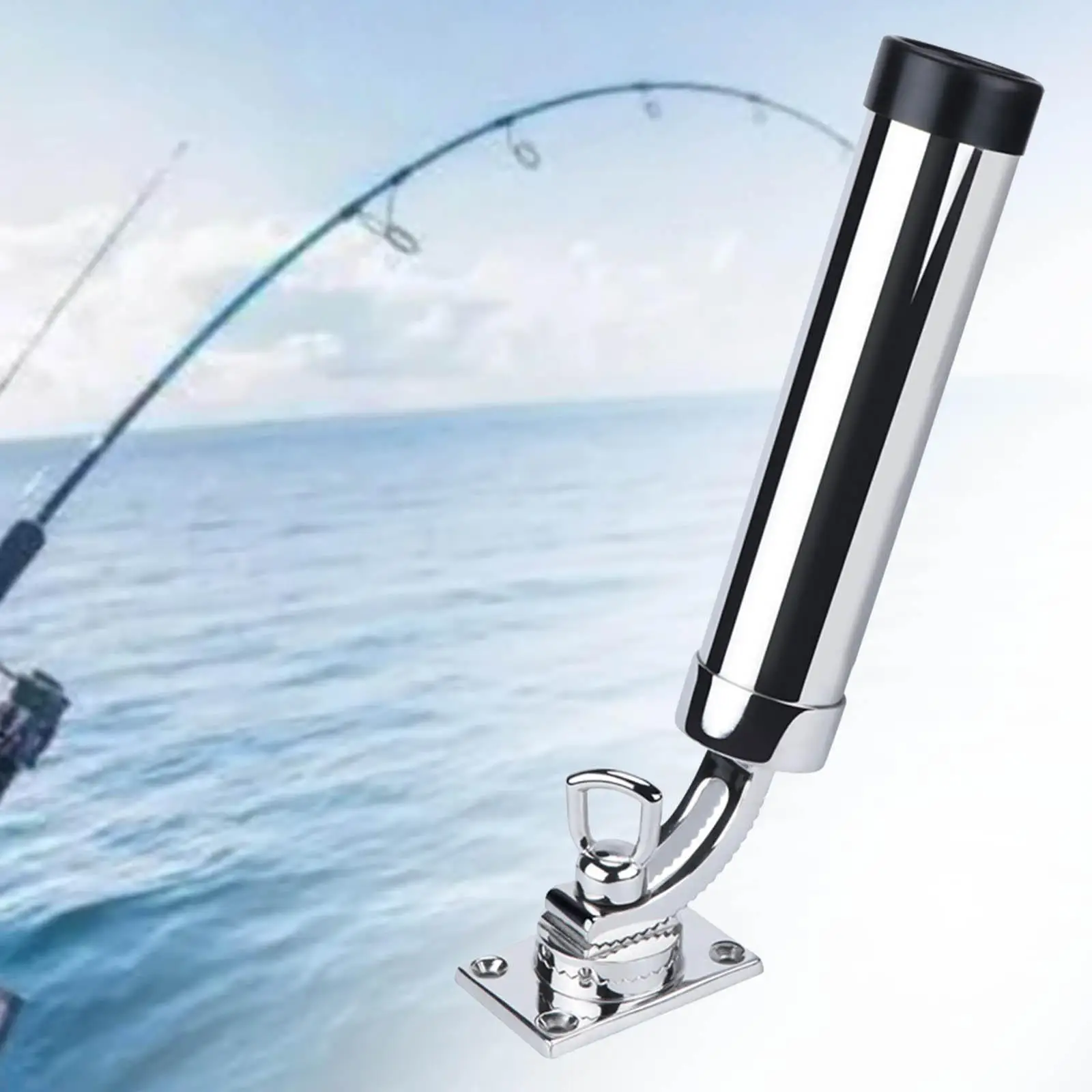 Stainless Steel Fishing Rod Holder Professional Fishing Pole Rack Boat Durable Rail Mounted Easy Installation Rail Mounted Clamp