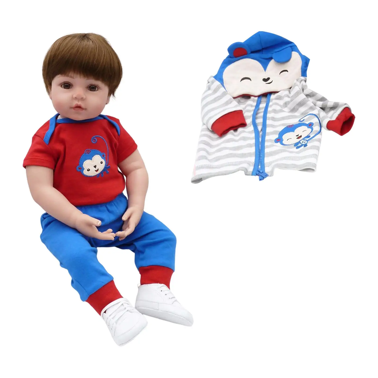 Baby Doll with Clothes Cute Newborn Doll Toddlers Toy Silicone Body for Preschool Children Gifts Role Playing Kids Companion