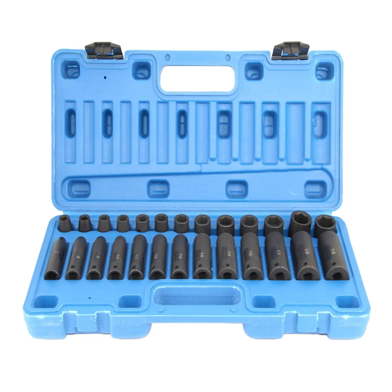 26Pc 3/8inch Drive Impact Socket Set Metric with Storage Case Square Ratchet