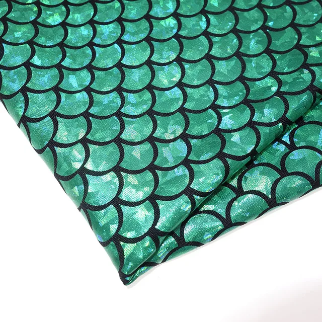 Bronzed Fish Scale Laser Fabric Spandex Mermaid Fabric for Stage Dress  Women's Clothing Deco DIY Sewing