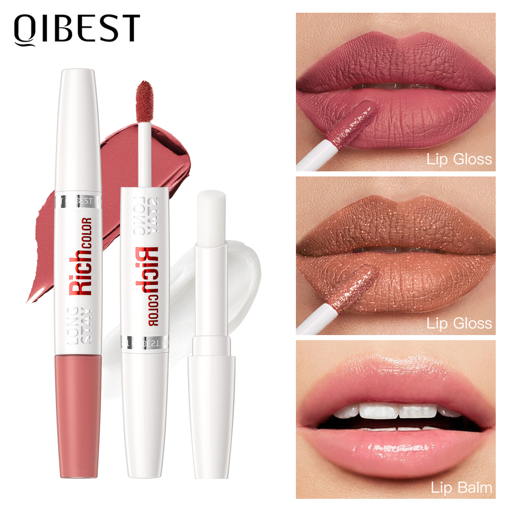 Best of QIBEST 8 Colors Double Head Matte Liquid Lipstick Waterproof Long-Lasting Makeup Lip Balm Reduce Fine Lines Lipgloss Cosmetics Reviews & Tips