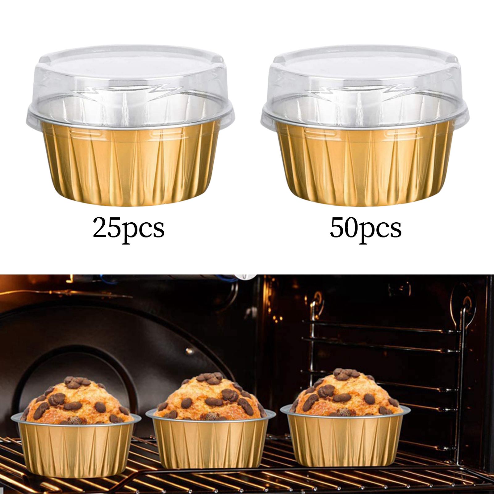 Round Aluminum Muffin Cups Heat Resistant Cupcakes Liners Cups for Cookies Ramekins Bakery