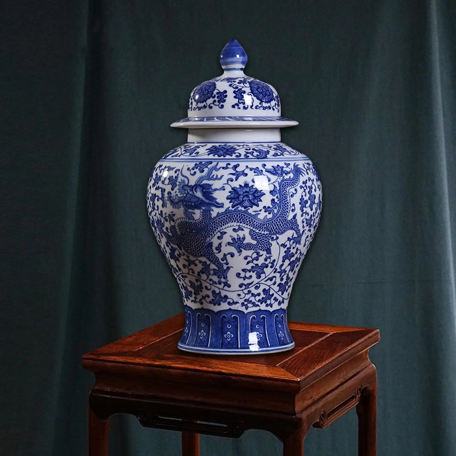 Porcelain Ginger Jar Temple Jar Storage Floral Arrangement Ceramic Flower Vase for Desk