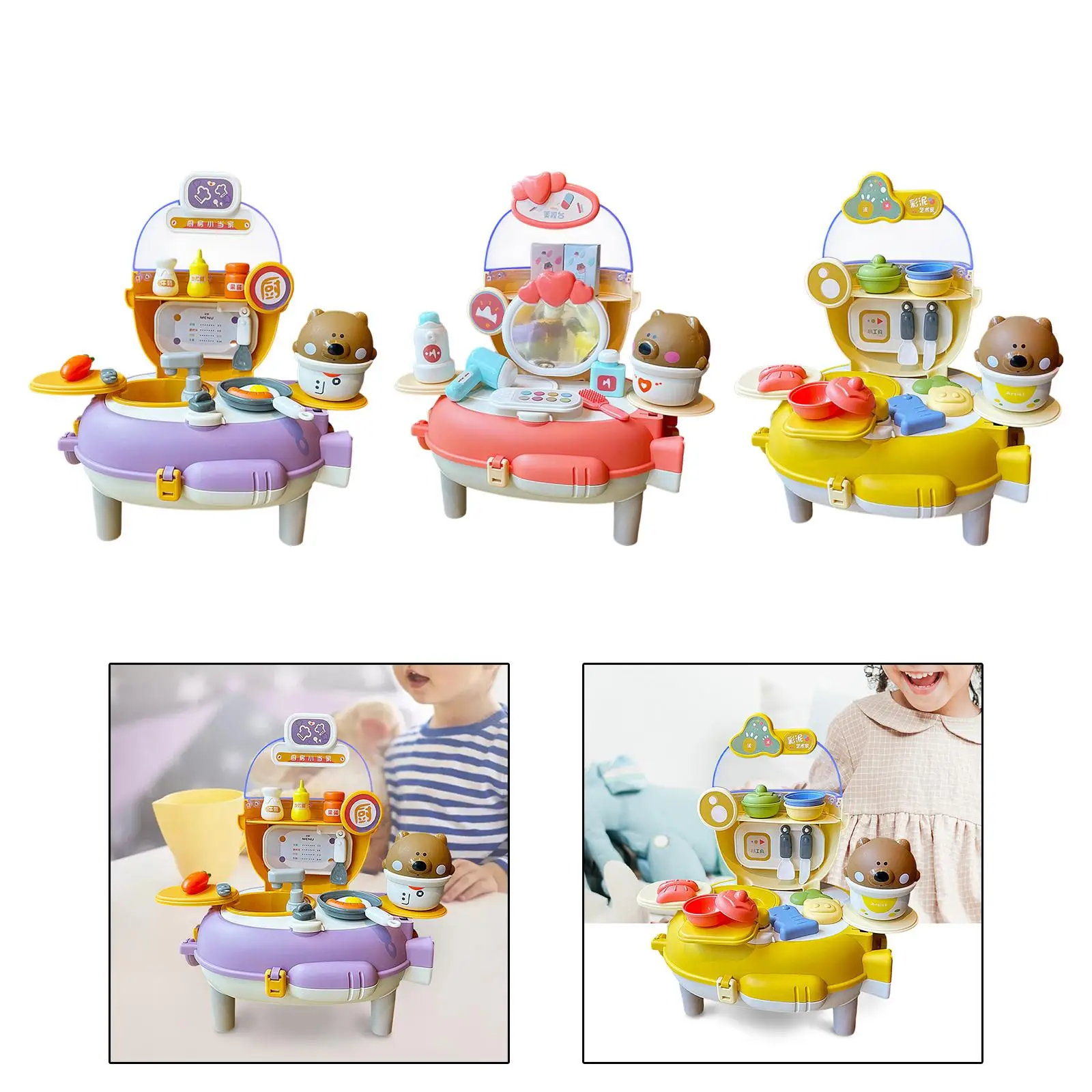 Kids Pretend Playset Role Play Dollhouse Decorations for Travel 3+