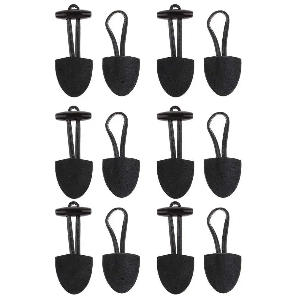 6 Pairs Classical Black Leather Horn Toggle Buttons Closures Coat Jacket Duffle Sweater Sewing Fasteners for Overcoat