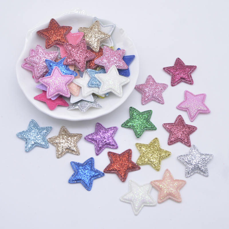 Description Picture 2 of item100Pcs 22mm Bling Star Applique Padded Patches for DIY Headwear Hair Clips Decor Clothes Hat Crafts Sewing Supplies