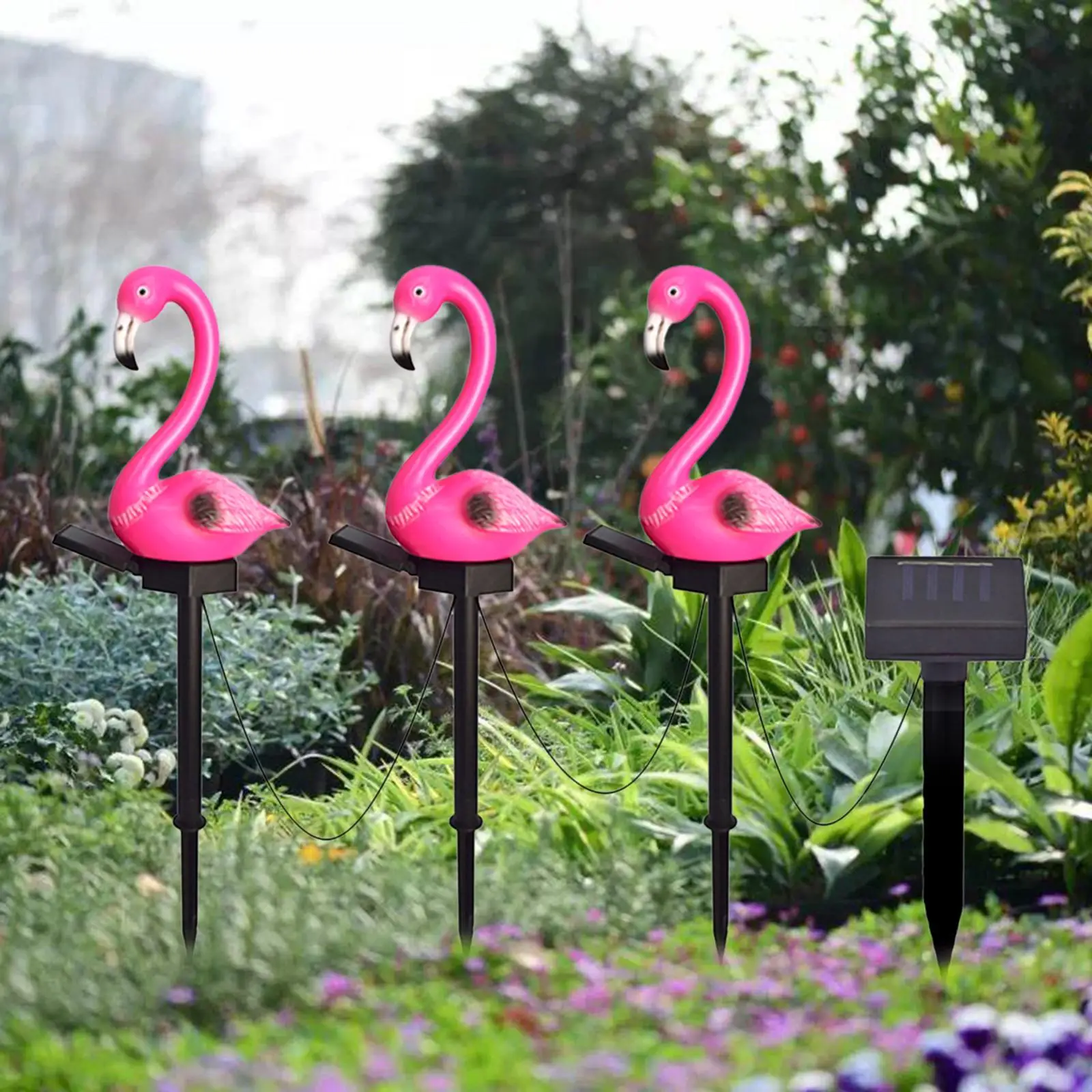 3 Pieces Flamingo Ornaments Landscape Decor Night Lighting Lawn Light Outdoor for Yard