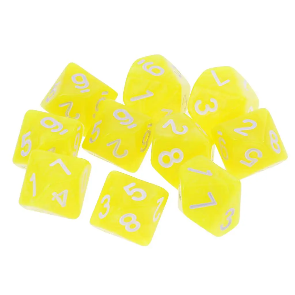 Sunnimix 10Pcs 10 Sided Polyhedral Dices D10 Multi-sided Dices Teaching Entertainment Toys for DND RPG MTG Party Table Games