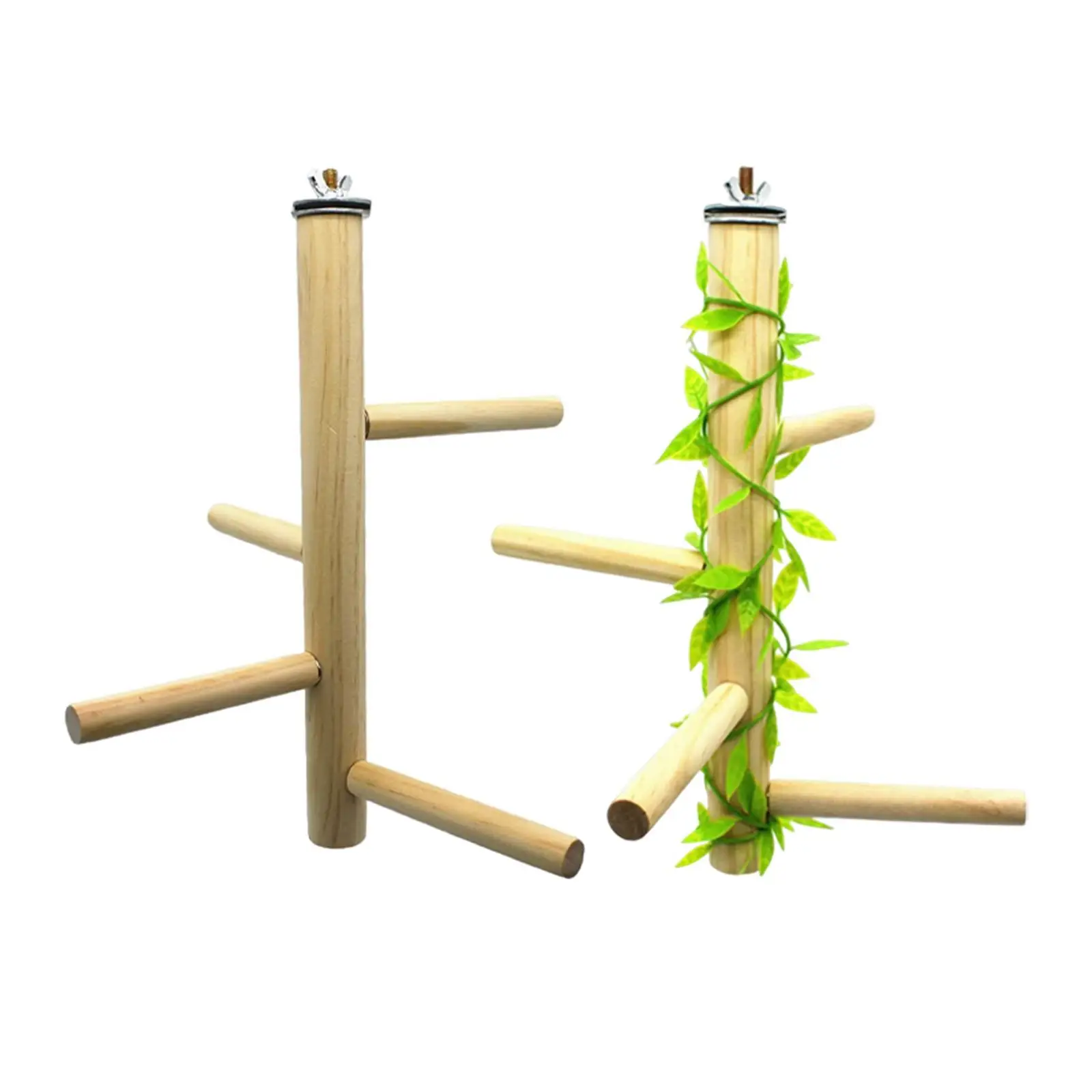 Natural Wood Pet Bird Perch Holder Birdcage Climbing Stick Hanging Parrotlets Stand Toy for Canaries Budgies Finches Parakeets