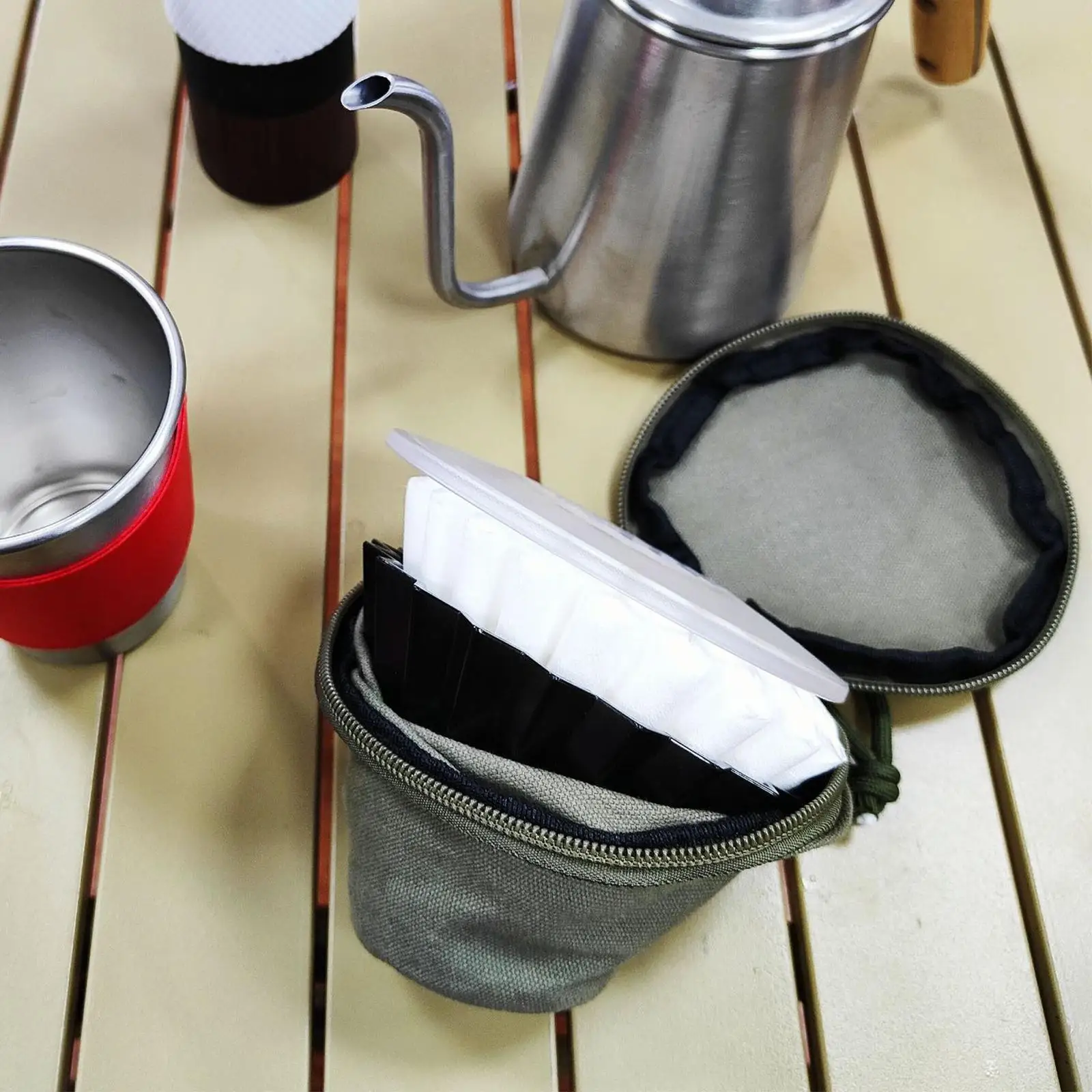 Coffee Filter Dispenser Pouch Basket Coffee Filter Holder for Hiking Indoor