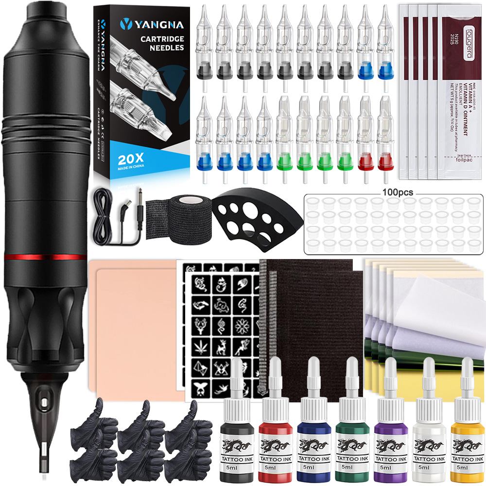 Best of Professional Tattoo Machine Pen Kit With Cartridges Needles Inks Rotary Tattoo Machine Set For Permanent Makeup Beginner Kit Reviews & Tips