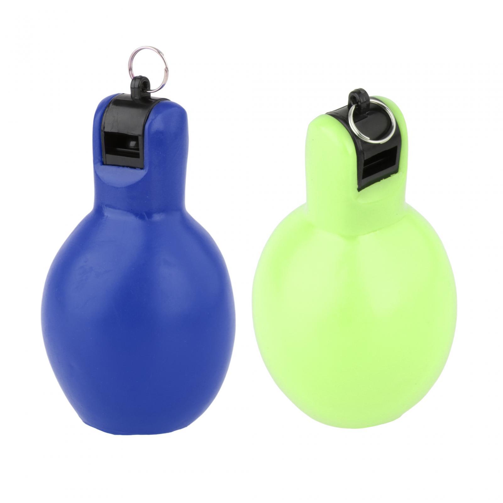 2Pcs Hand Squeeze Whistles Portable Loud Sound Soft PVC Trainer Whistle for