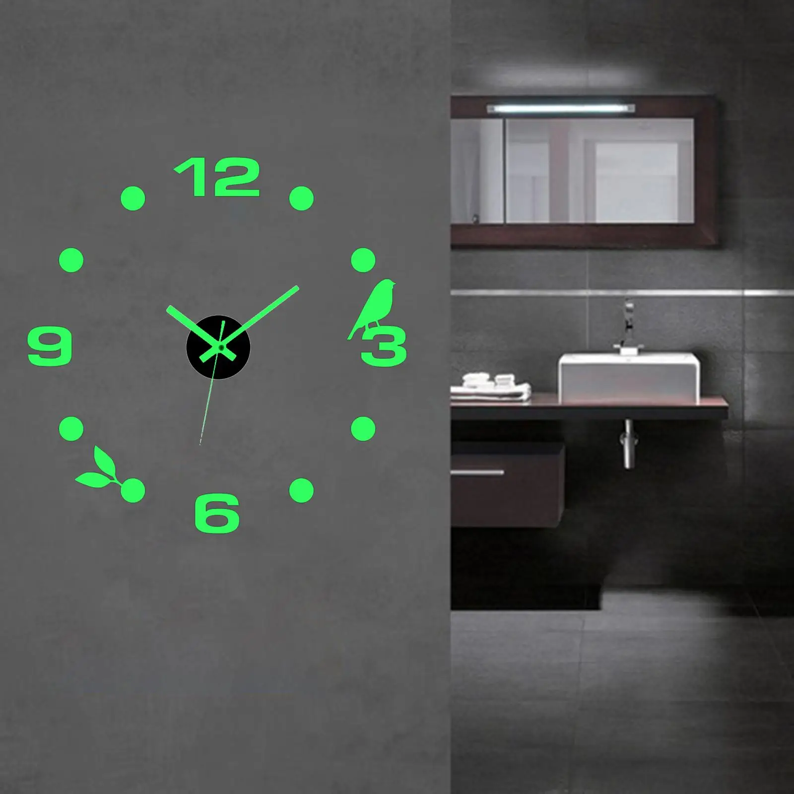 Luminous Wall Clock Stickers DIY Round Minimalist Frameless for Bedroom Home
