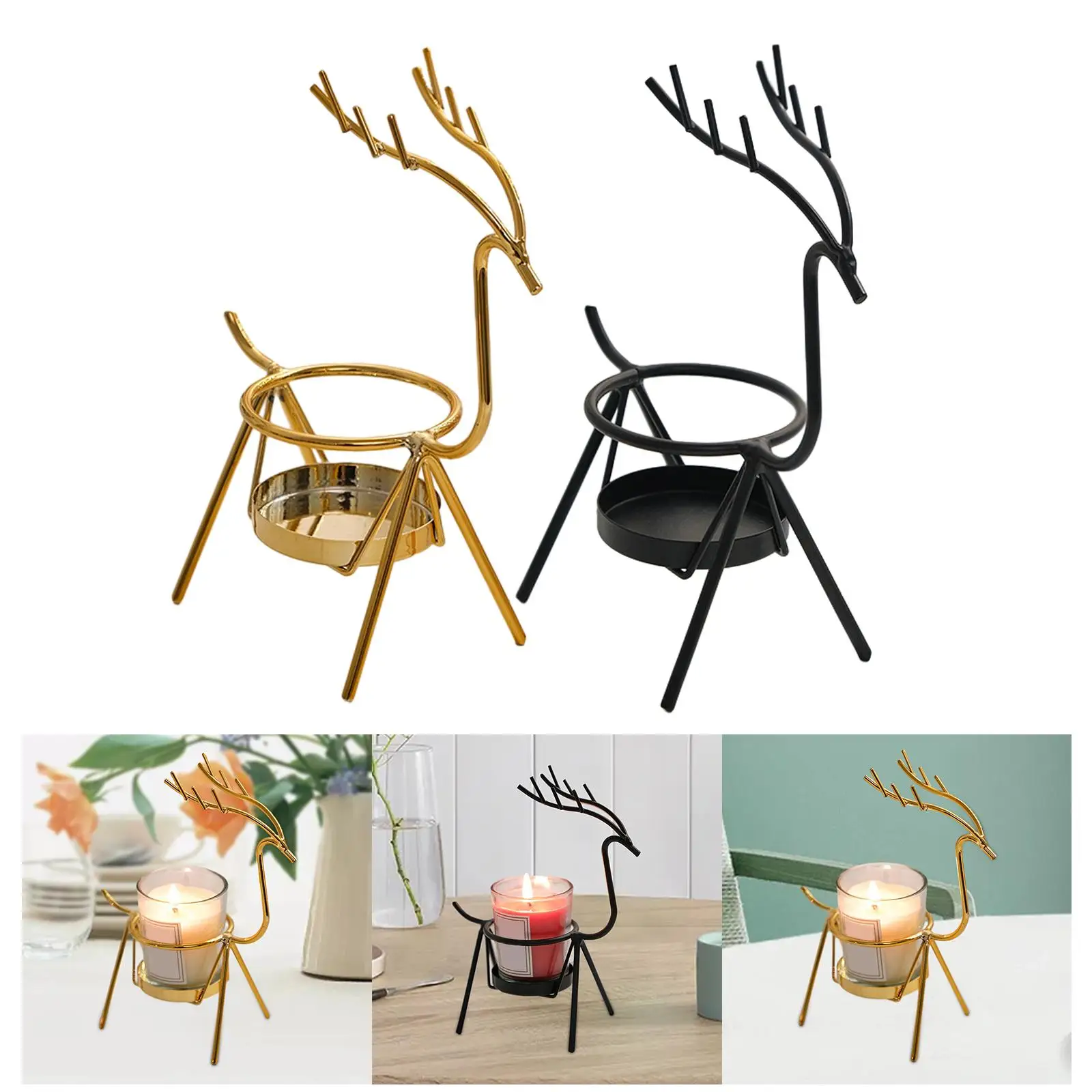 Deer Candle Holder Ornament Candle Stand Aesthetics Candleholder Centerpiece for Party Bedroom Dining Table Wedding Home Decor