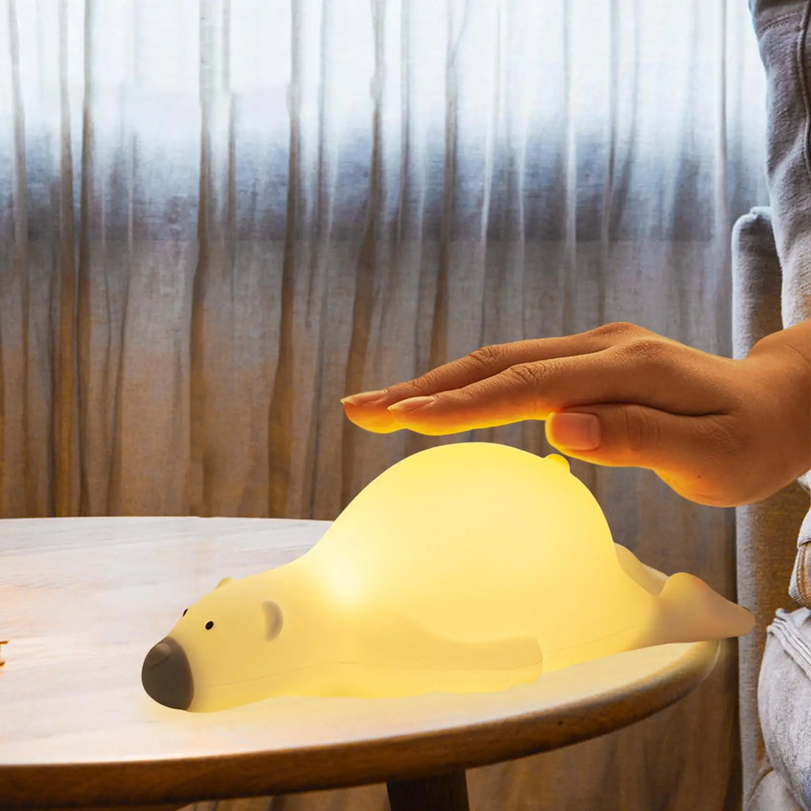 Cute Bear Night Light Bedside Lamp Rechargeable Nightlight for Breastfeeding
