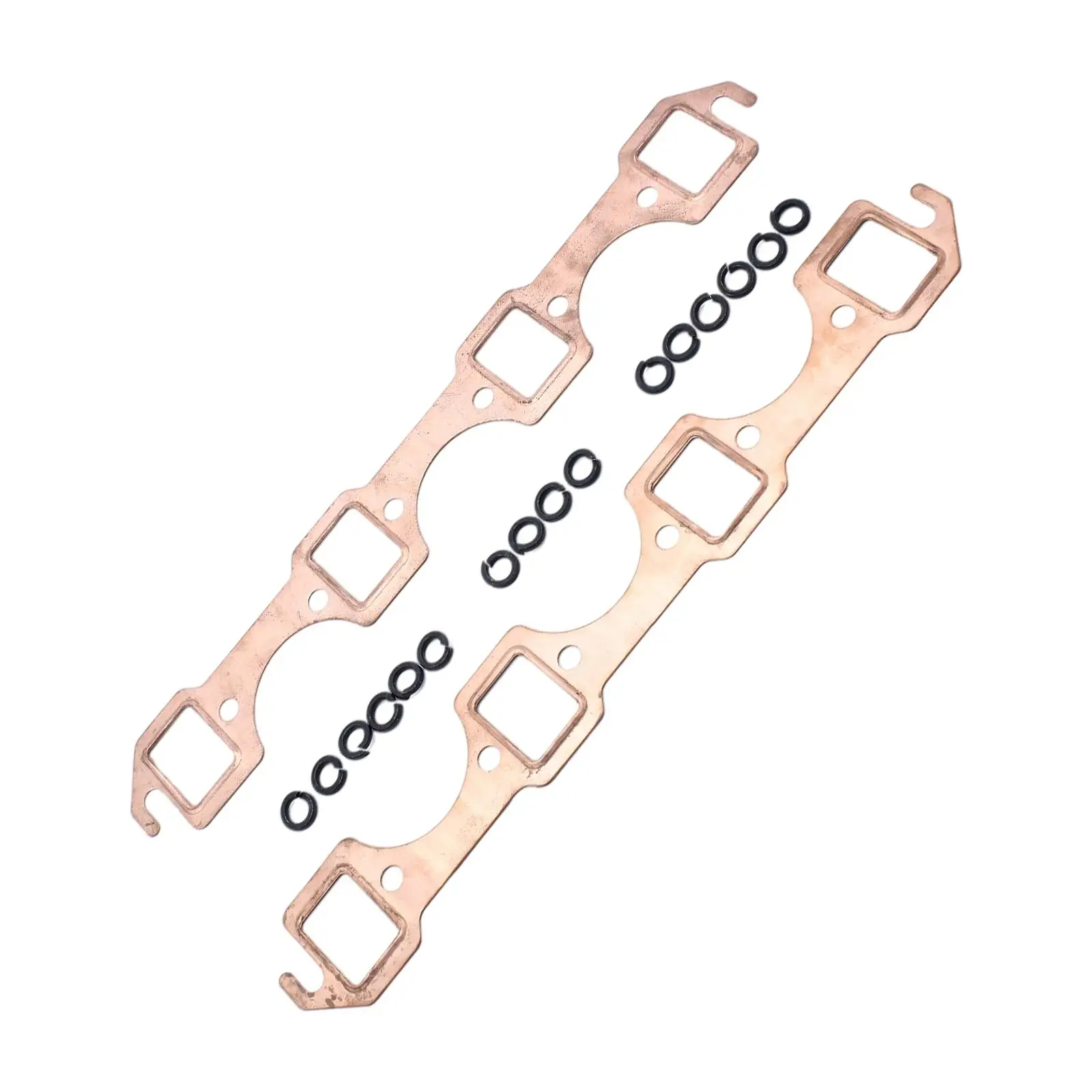 2Pcs Exhaust Header Gaskets Square Small Block Port Gasket Copper Reusable Fit for Ford 302 5.0L 351W 5.8L 260 4.3L 289 4.8L