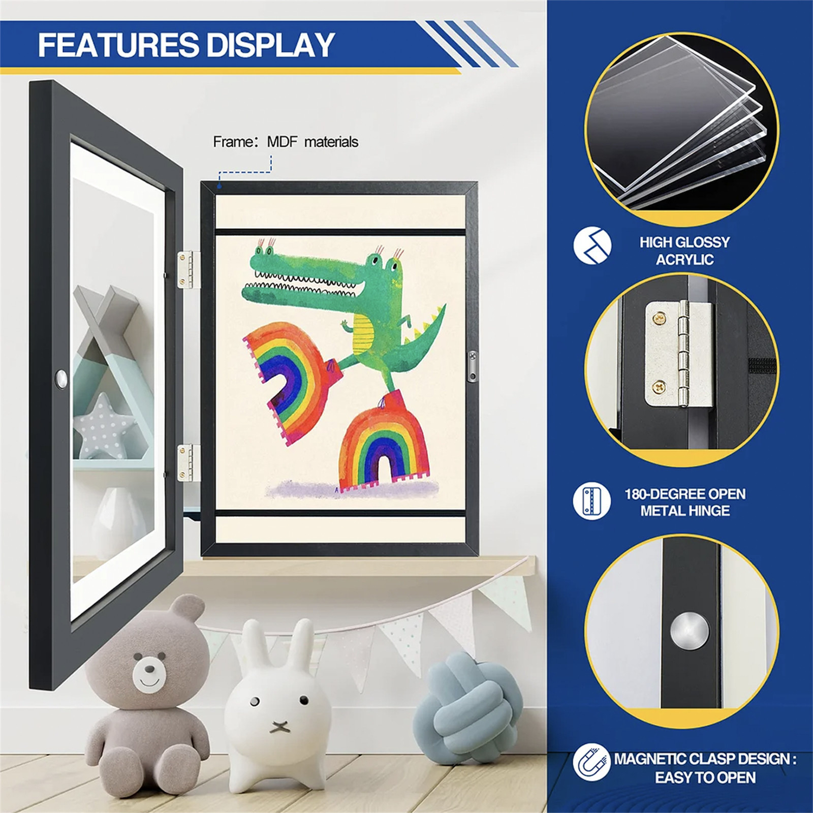 Title 9, Art Picture Frame-hinged Front Opening Changeab...