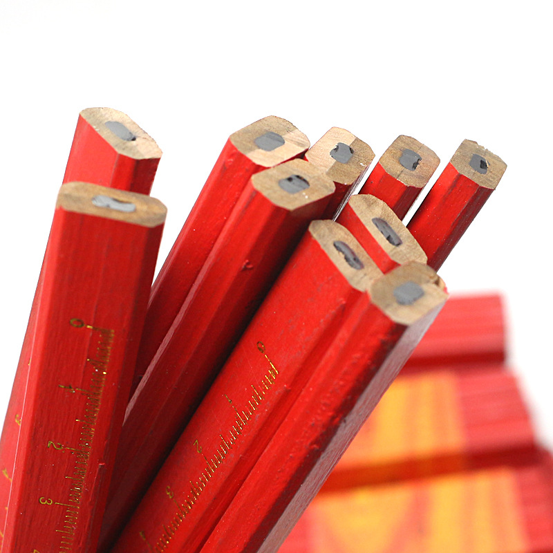 10 Stück Zimmermannsbleistift dicker Kern schwarzer Stift spezieller Markierungsstift DIY mit Skala Zimmermannswerkzeug Stift Briefpapier Markierungsstift – Detail 8