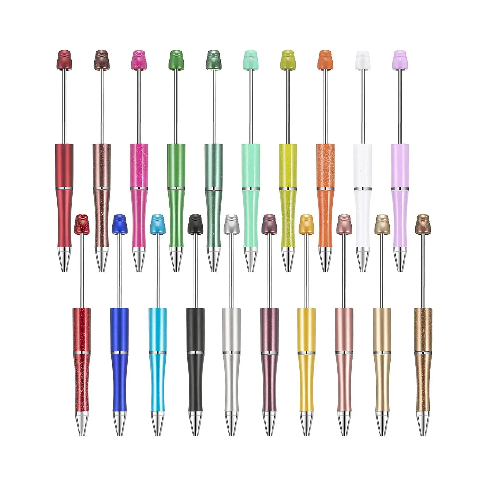 20 Pieces Creative Beaded Pen Multicolor Ballpoint Pen Printable Bead Pen for Writing Exam Spare Office Classroom Students Gifts