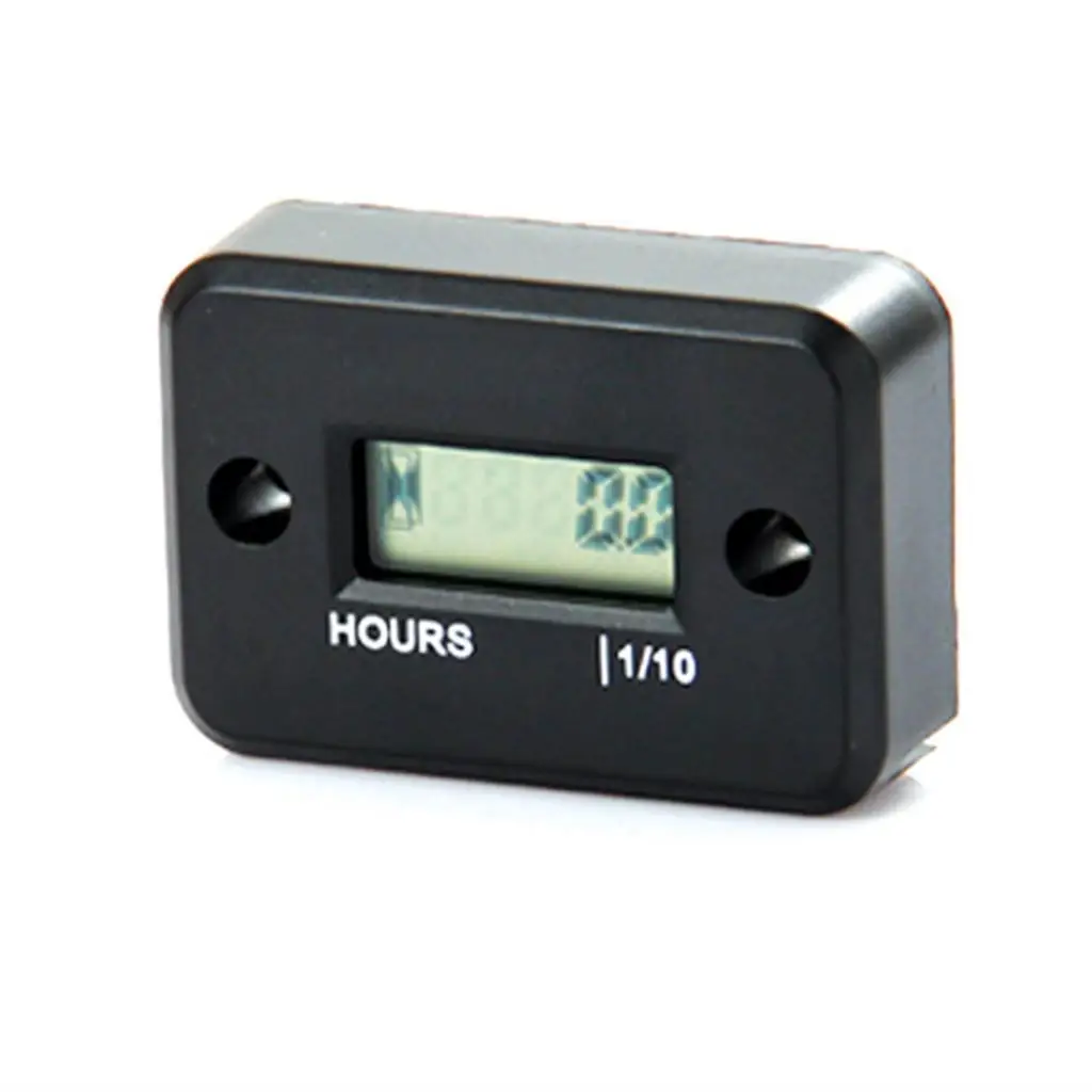 Black Inductive Hour Meter for Marine ATV Motorcycle Dirt Ski Waterproof