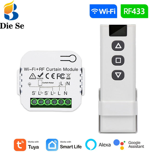 Wdftyju Módulo de interruptor de cortina WiFi con Motor de persianas  enrollables con Control de voz inteligente Tuya Wdftyju 5aq6ef4zr8tl8vb7