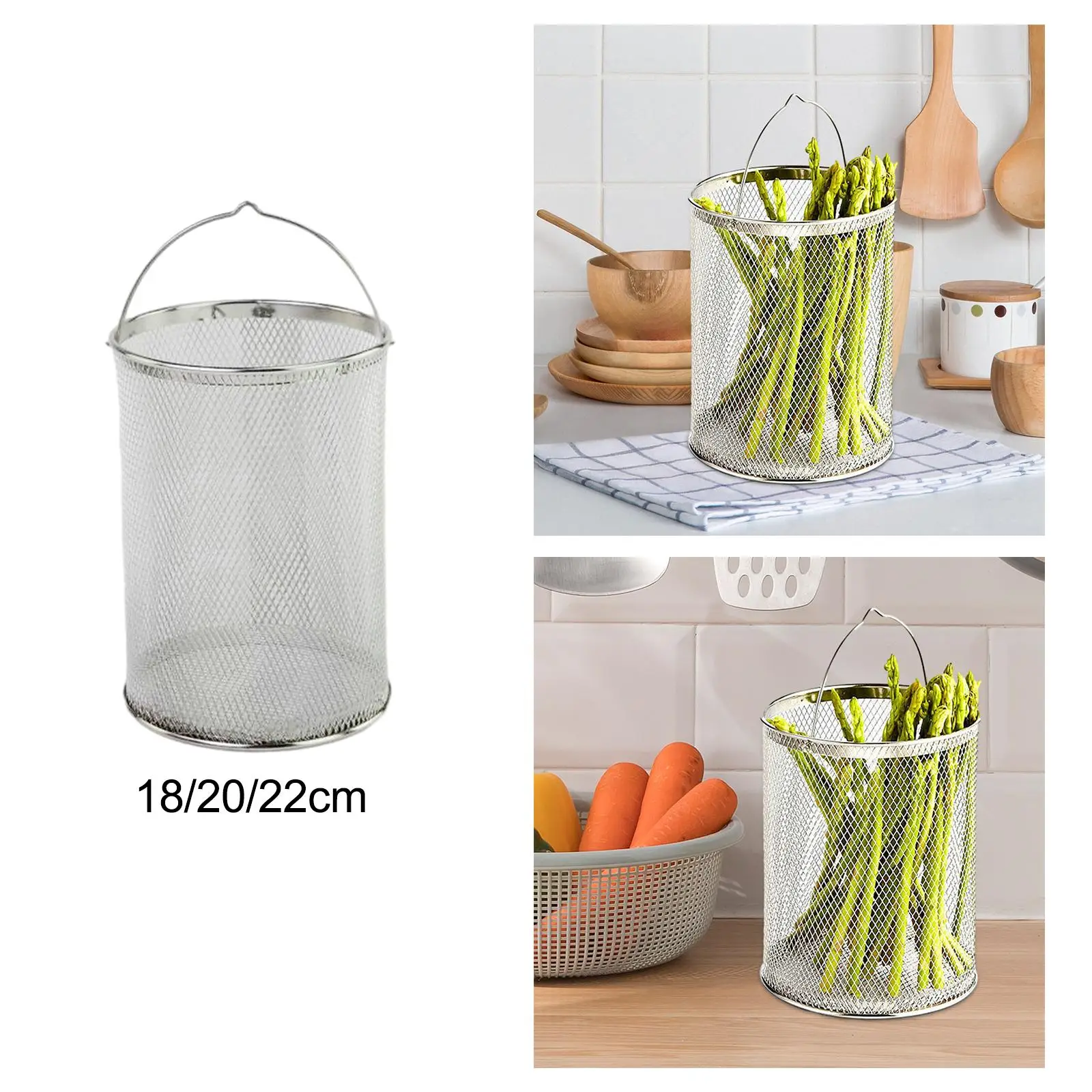 Stainless Steel Fry Basket Multifunctional Noodle Strainer Food Colander Stainless Steel Colander for Cooking Frying