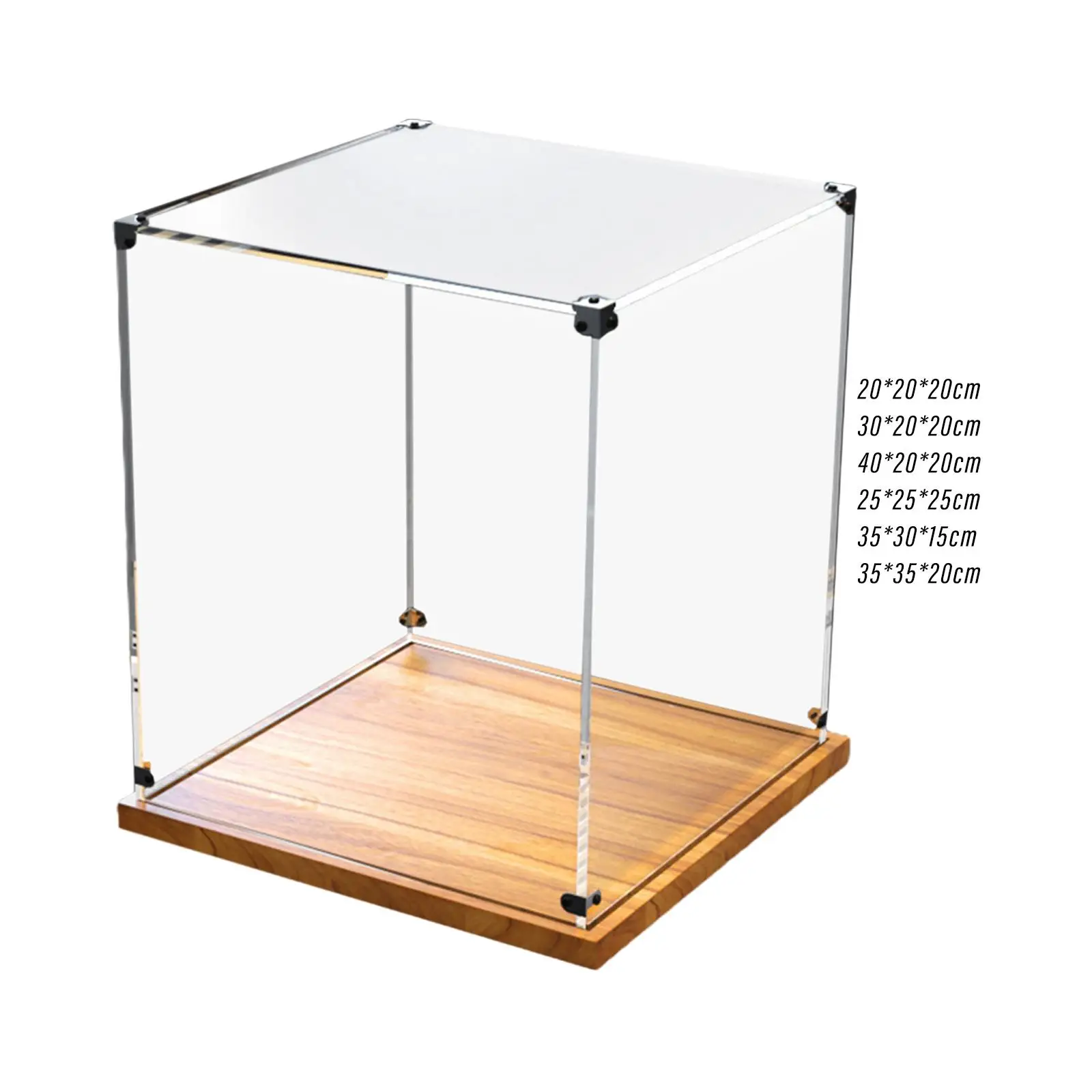 Transparent Display Box Decorative with Wooden Base Practical Stable Storage Organizer for Miniature Figurines Model Living Room