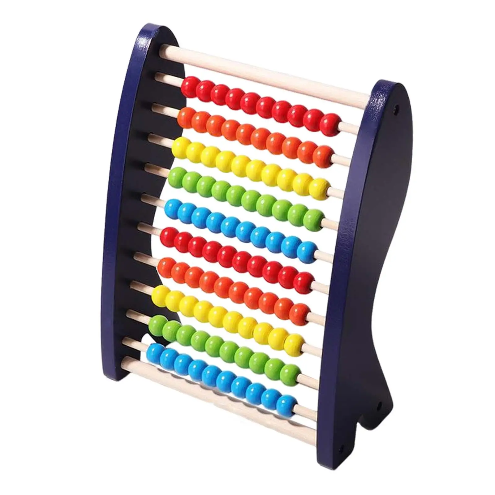 Colorful Wooden Abacus Ten Frame Set Rainbow Bead Abacus Educational Playset for Children Elementary Preschool Interactive Toys