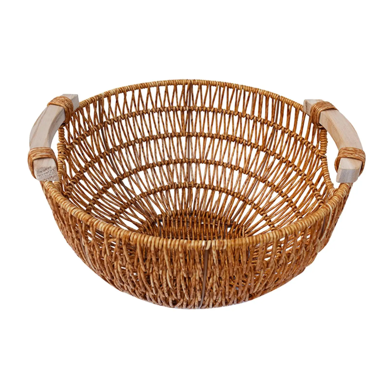 Fruit Basket Sturdy Photography Props Handmade with Handle Hamper Basket Outdoor Basket Round Storage Basket for Home Garden