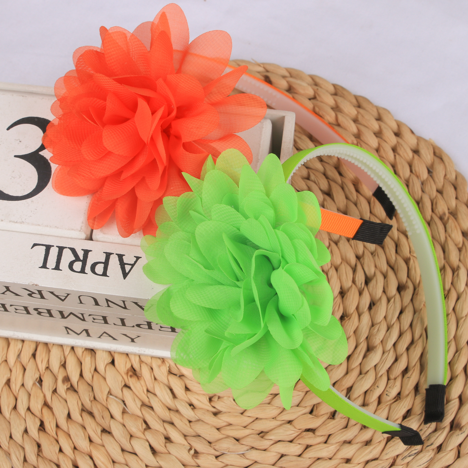 1/15 Stück Chiffon-Blumen-Haarbänder für Kinder und Mädchen, Kunststoff-Haarbänder mit Zähnen, florales Haarband, modisches Haar-Accessoire für Kinder und Mädchen – Detail 6