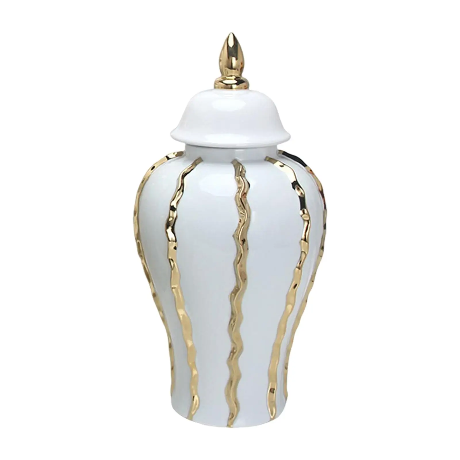 Oriental Style Ginger Jar with Lid Luxury Storage Porcelain Jar Vase for Garden Party Desktop Living Room Display