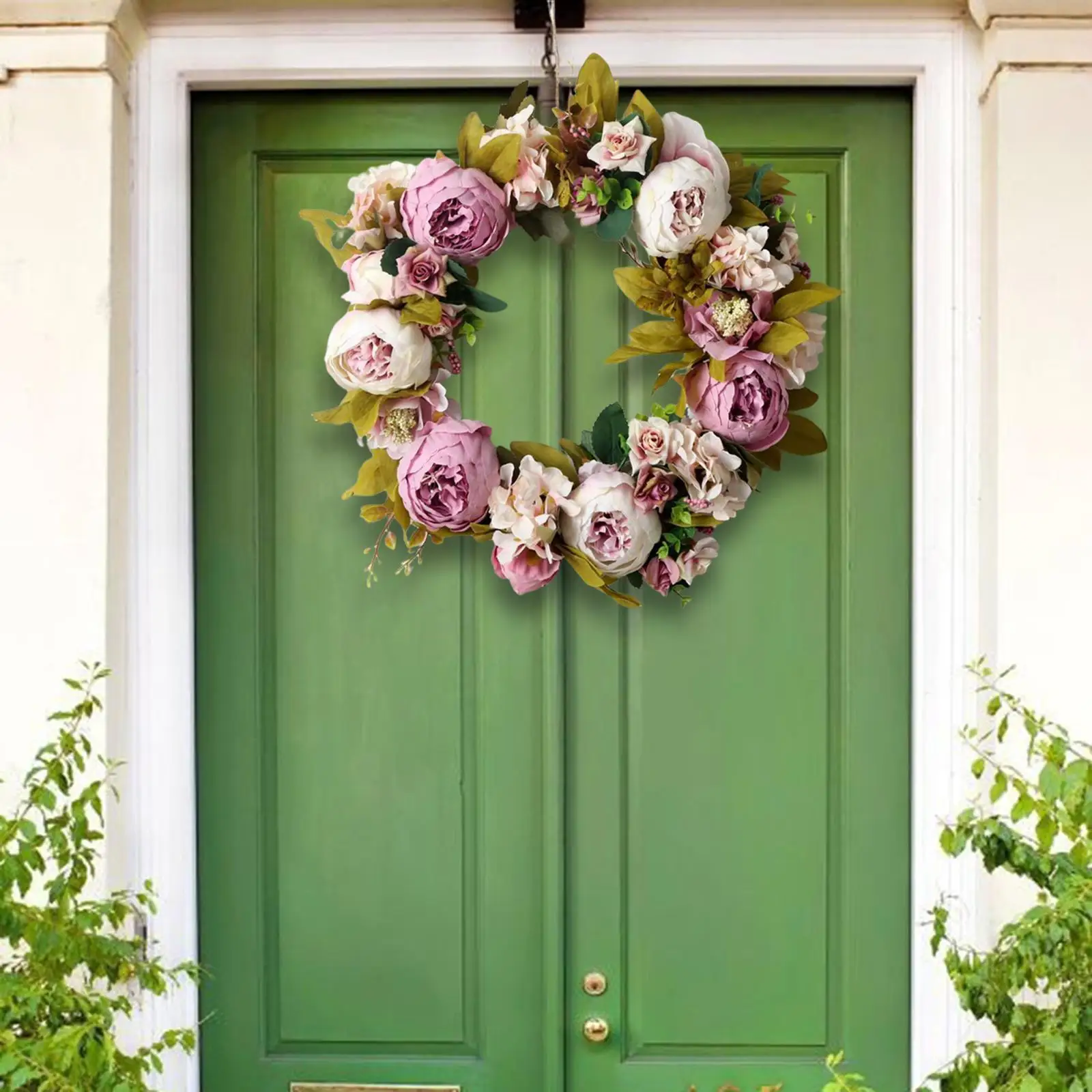 Peony Wreath Front Door Garland Simulation for Farmhouse Wedding Decoration