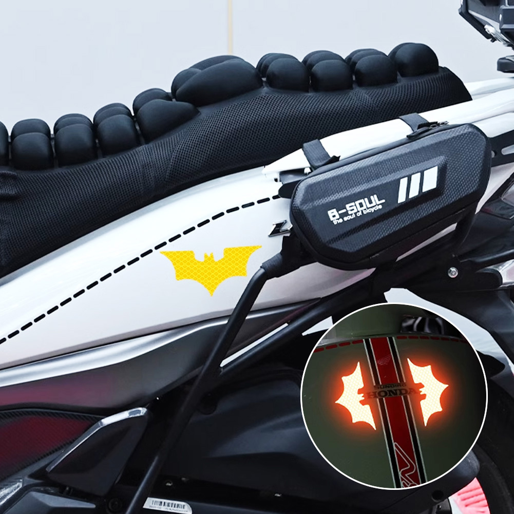3Pcs Auto Reflektierende Aufkleber Reflektierende Band Warnung Aufkleber Nacht Sicher Fledermaus Stil Dekoration Motorrad Helm Aufkleber – Detail 3