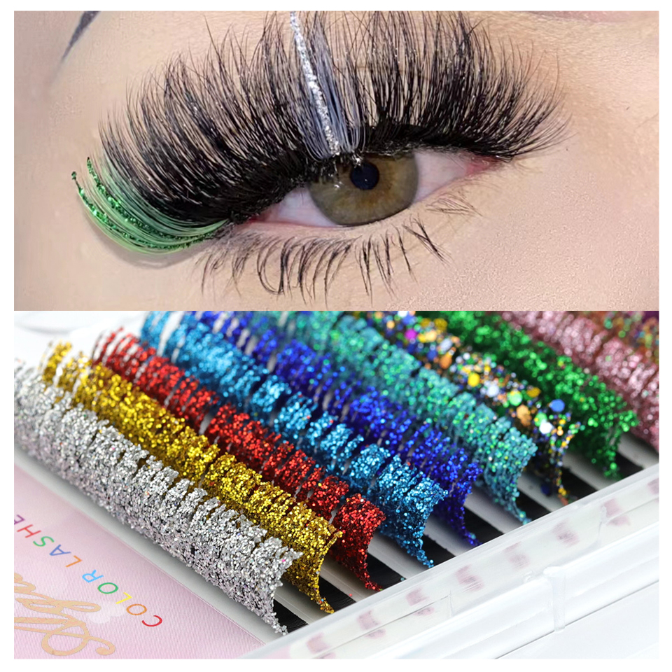 Best of NEW Mix Colors Glitter Eyelash Extension Fashion Shiny Colorful False Lashes Russian Volume Individual Lash For Makeup Supplies Reviews & Tips