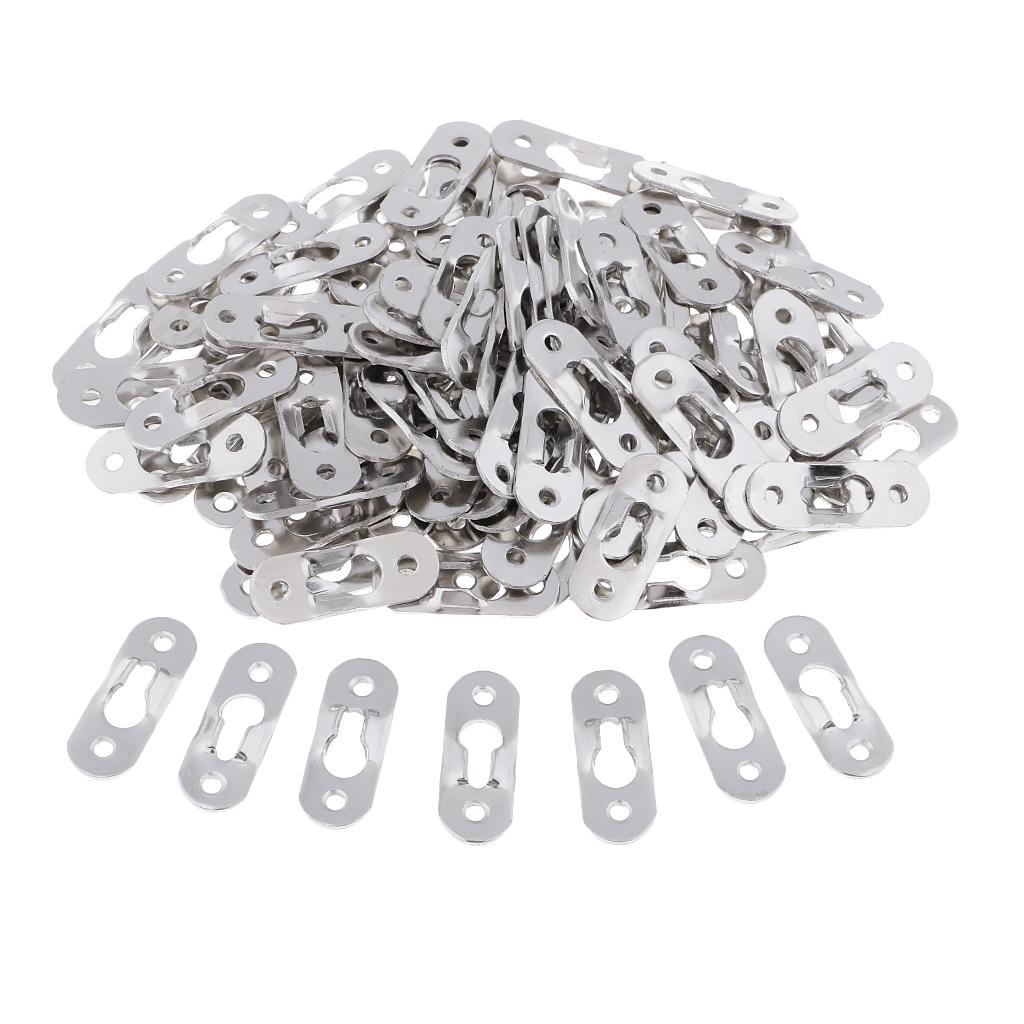 Description Picture 5 of item100 Pieces Sliver Plated Metal Keyhole Picture Hanger Fasteners Hooks Silver Furnniture Hardware 37 x 13.5 mm for Hard Walls