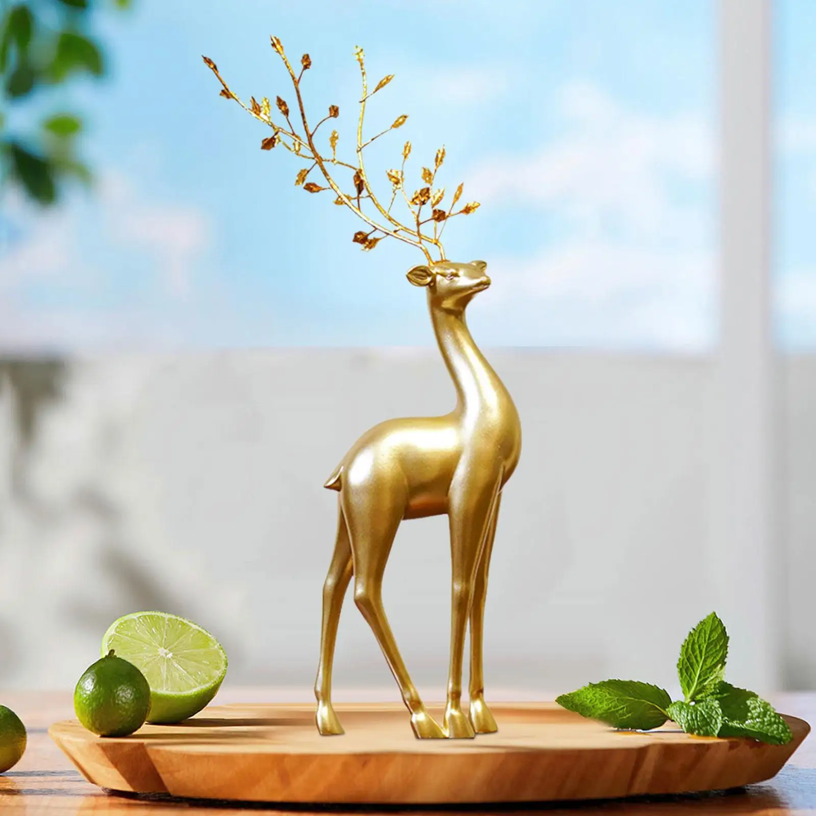 Lifelike Reindeer Figurine Elk Ornament Animal Figurine Party Deer Figurine Statues for Hotel Bedroom Home Shelf Desktop