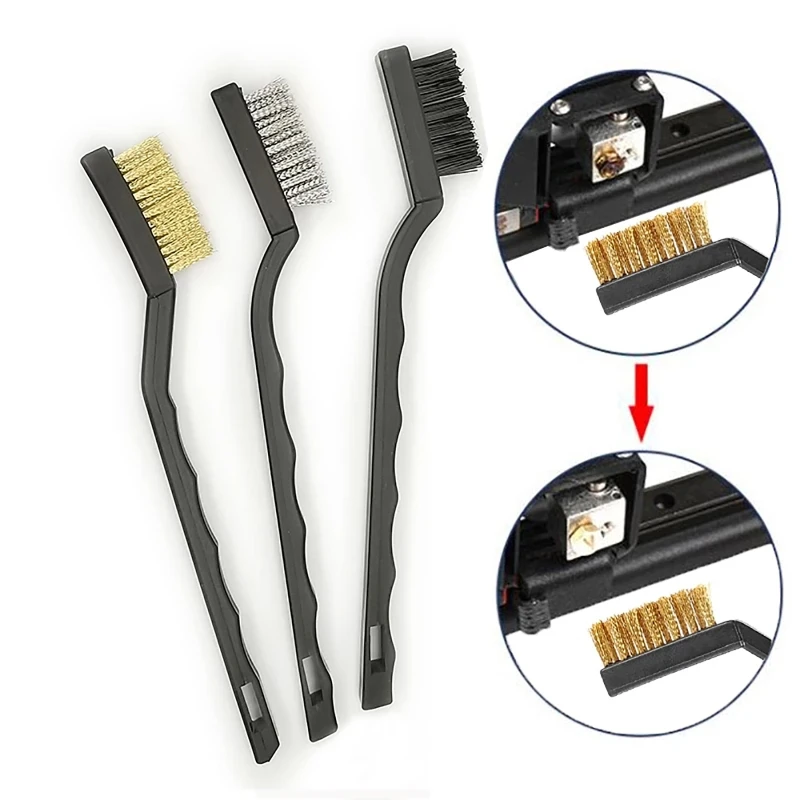 3D Printer Cleaner Tool Copper / Steel/ Nylon Wire Brushes Set for Nozzle Block pla filament 1.75 mm