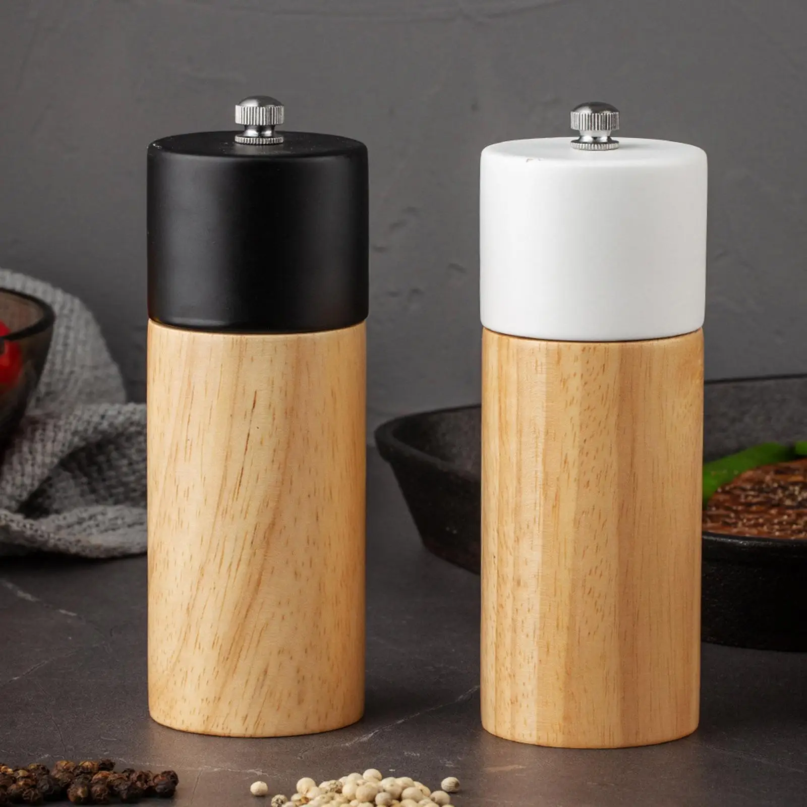 Manual Pepper and Salt Mill 1x with Spice Easy Refillable Salt and Pepper for Kitchen Gadgets Home Picnics BBQ