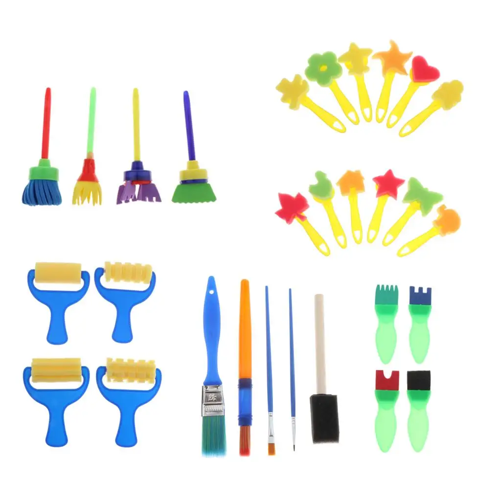 29/set  Paint Colorful Sponge Painting Brushes Set Children Toy