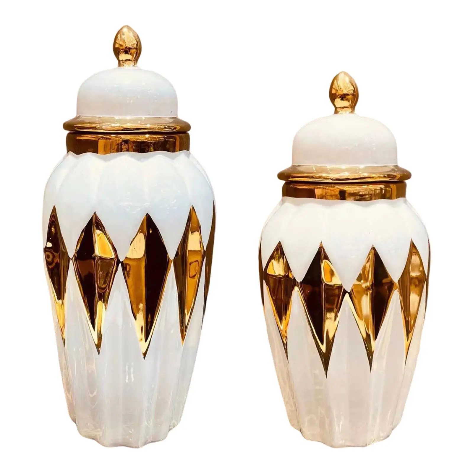European Style Ceramic Ginger Jars with Lid Vase for Flowers Handicraft Tea Tin Wedding Dining Room Home Decoration