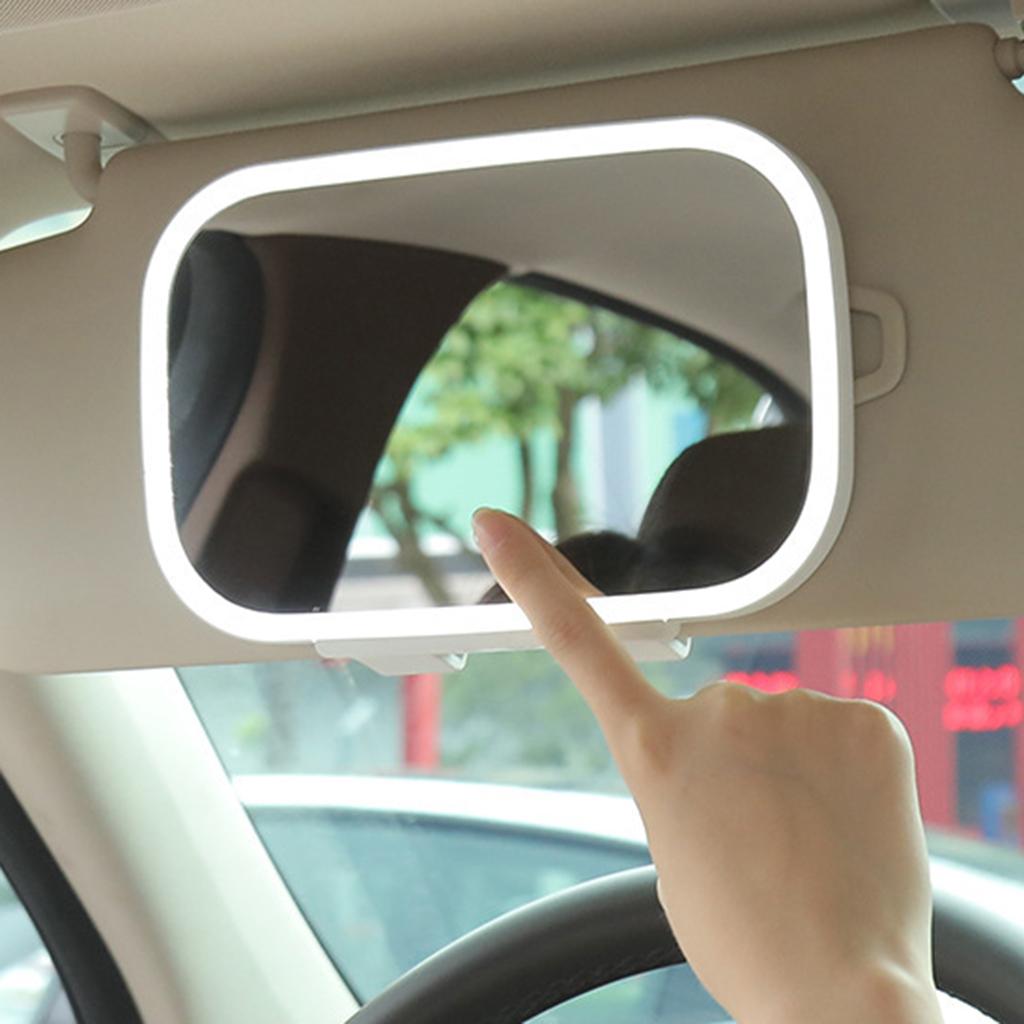 Auto Vanity Mirror with LED Lights with Touch Screen 7.8inch Three-Speed Dimming Portable Rear View Mirror for Adult Unisex Men