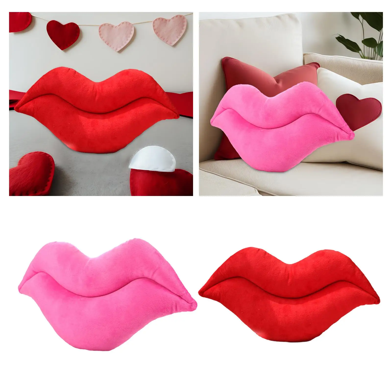 Lip Shaped Throw Pillow Cute Lightweight Valentines Day Decor Decorative Pillow for Car Seats Hotel Couch Bench Family Members